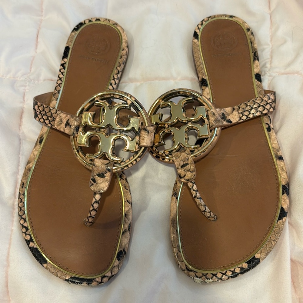 Tory Burch Pink and Gold Sandals